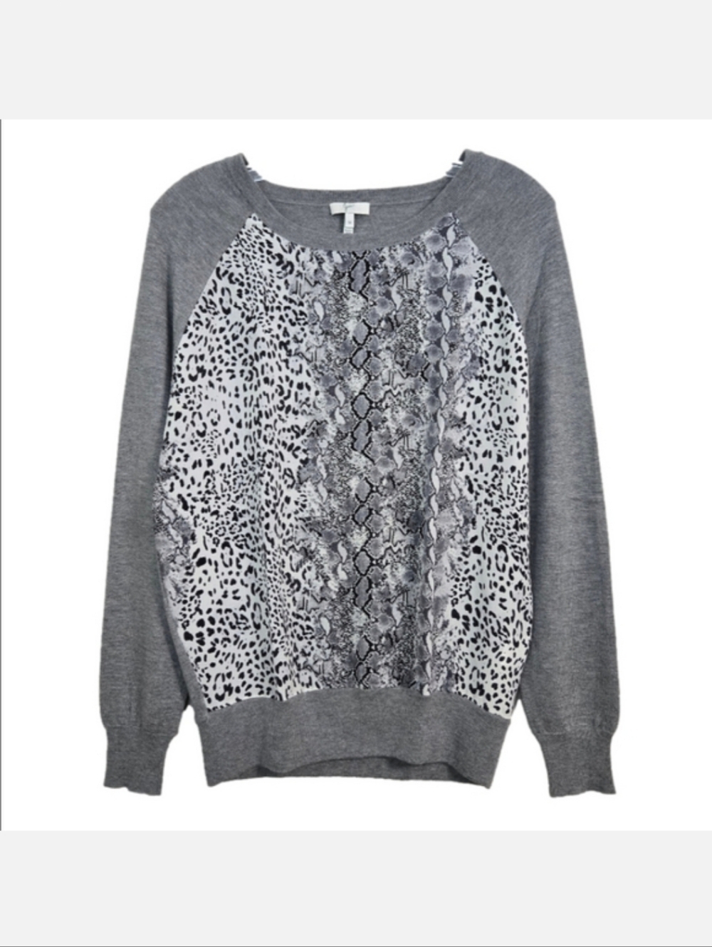 Joie Women's Grey Silk/Wool/Cashmere Snakeprint Sweater, Size M ~ EUC